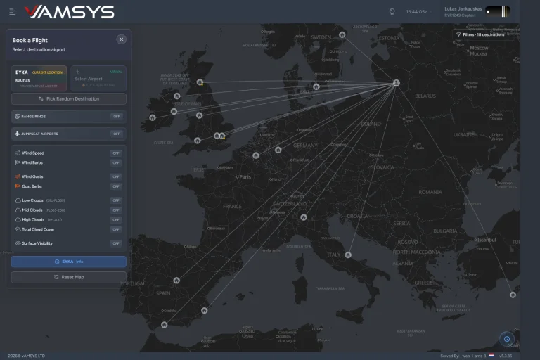 Virtual Flight Map Features - Complete Virtual Airline Management Platform | vAMSYS
